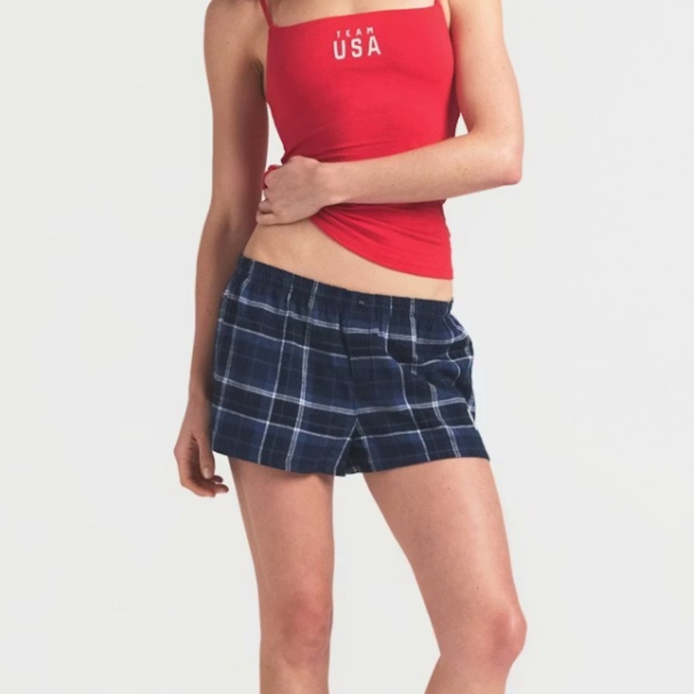 SKIMS For Team USA Flannel Olympic Sleep Short - Picture 2 of 8